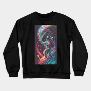 Astronaut In Colorful Space Crewneck Sweatshirt